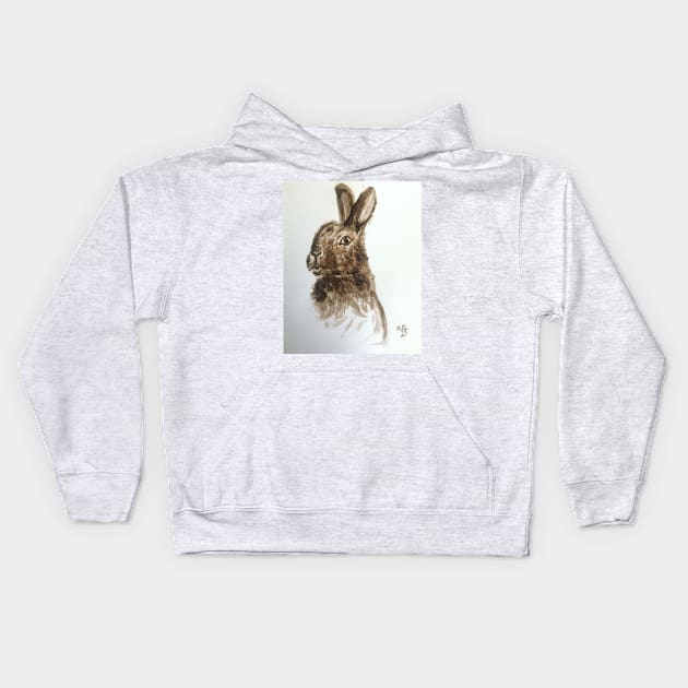 Mr Cottontail Bunny Rabbit Kids Hoodie by YollieBeeArt